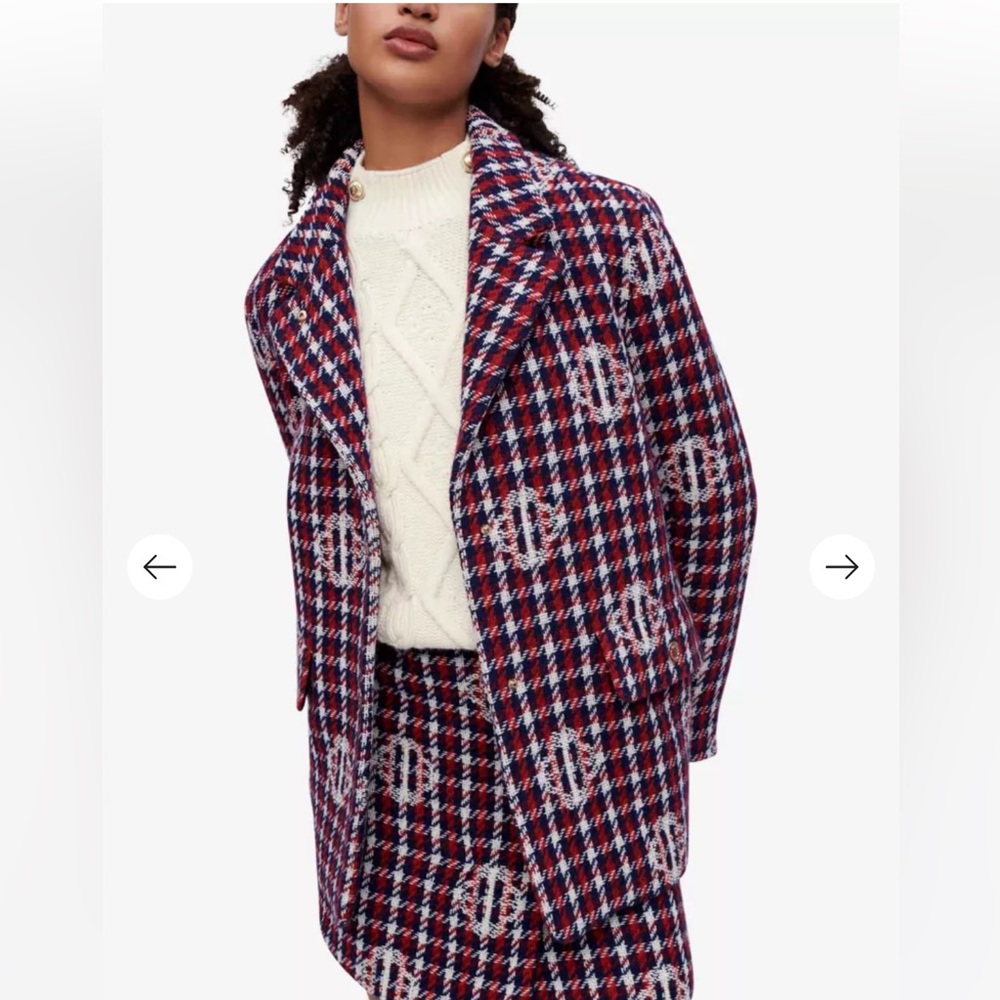 NWT Maje Vargelo Houndstooth Blazer—1 Missing inner top snap (comes with extra) - Picture 3 of 7